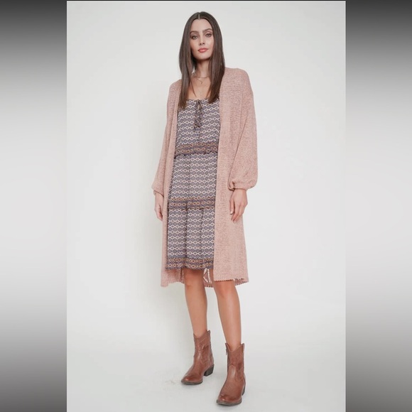 142. Cardigan Long Coral Ballon Sleeve Knit Oversized 
S/M & M/L Available NEW - Picture 4 of 6